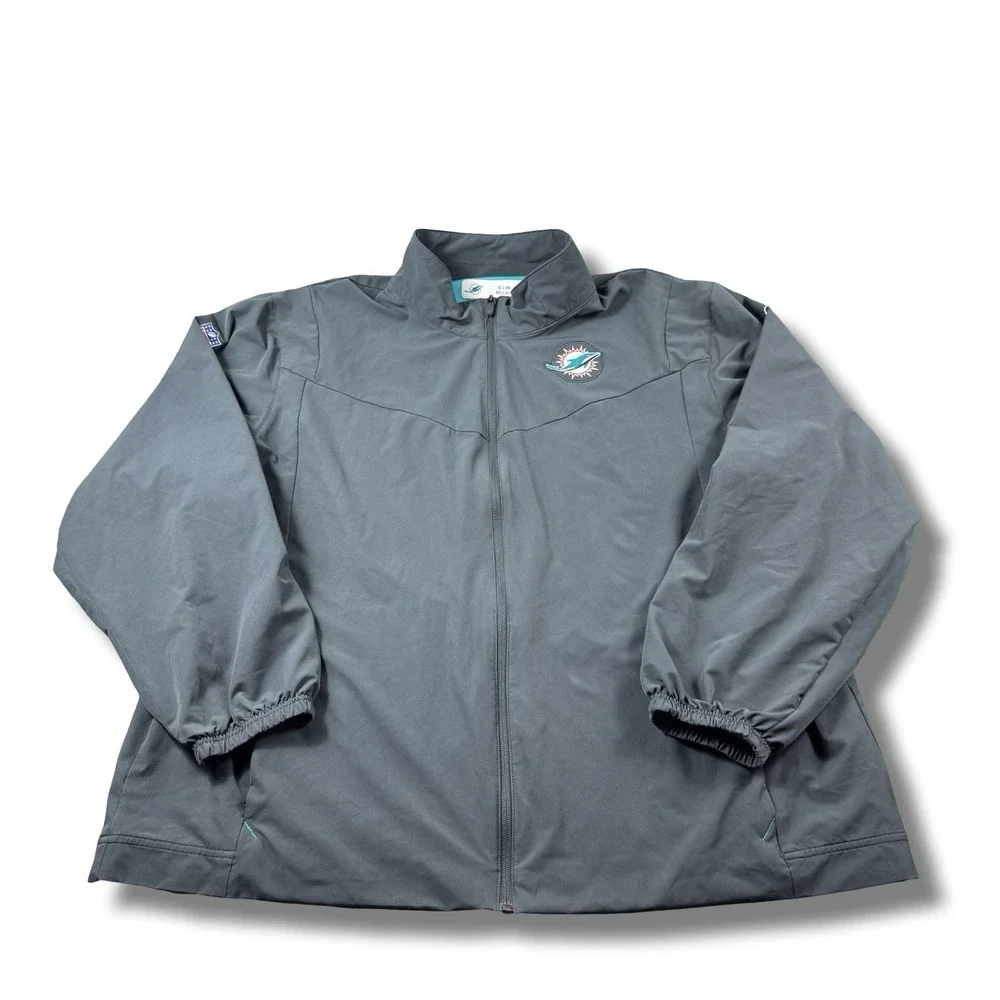 Nike NFL On-Field Miami Dolphins Coach-Issued Gray Full-Zip Jacket Mens 2XL EUC